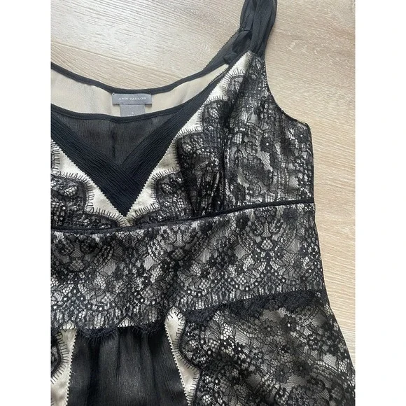 Ann Taylor S Women 0 Black Lace Baby Doll Cami Y2k Whimsigoth Dark Fairy - Picture 9 of 16